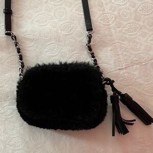 Michael Kors Black Faux Fur Crossbody Bag